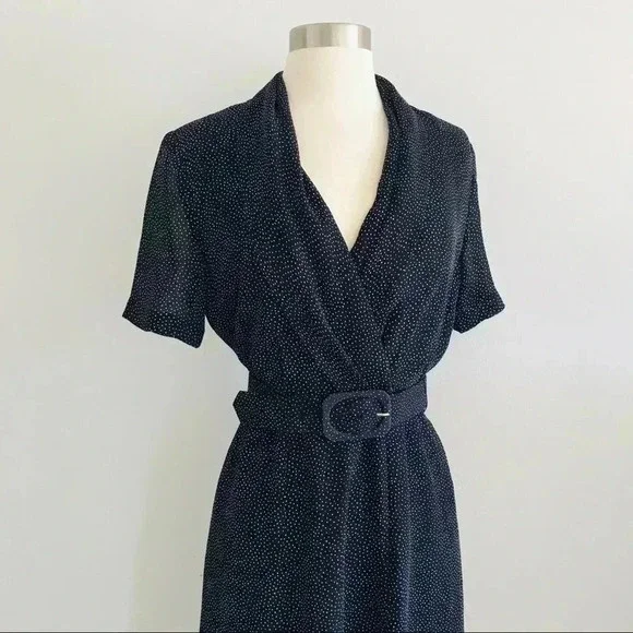 Vintage Liz Claiborne Polka Dot Midi Dress Retro - Picture 2 of 9